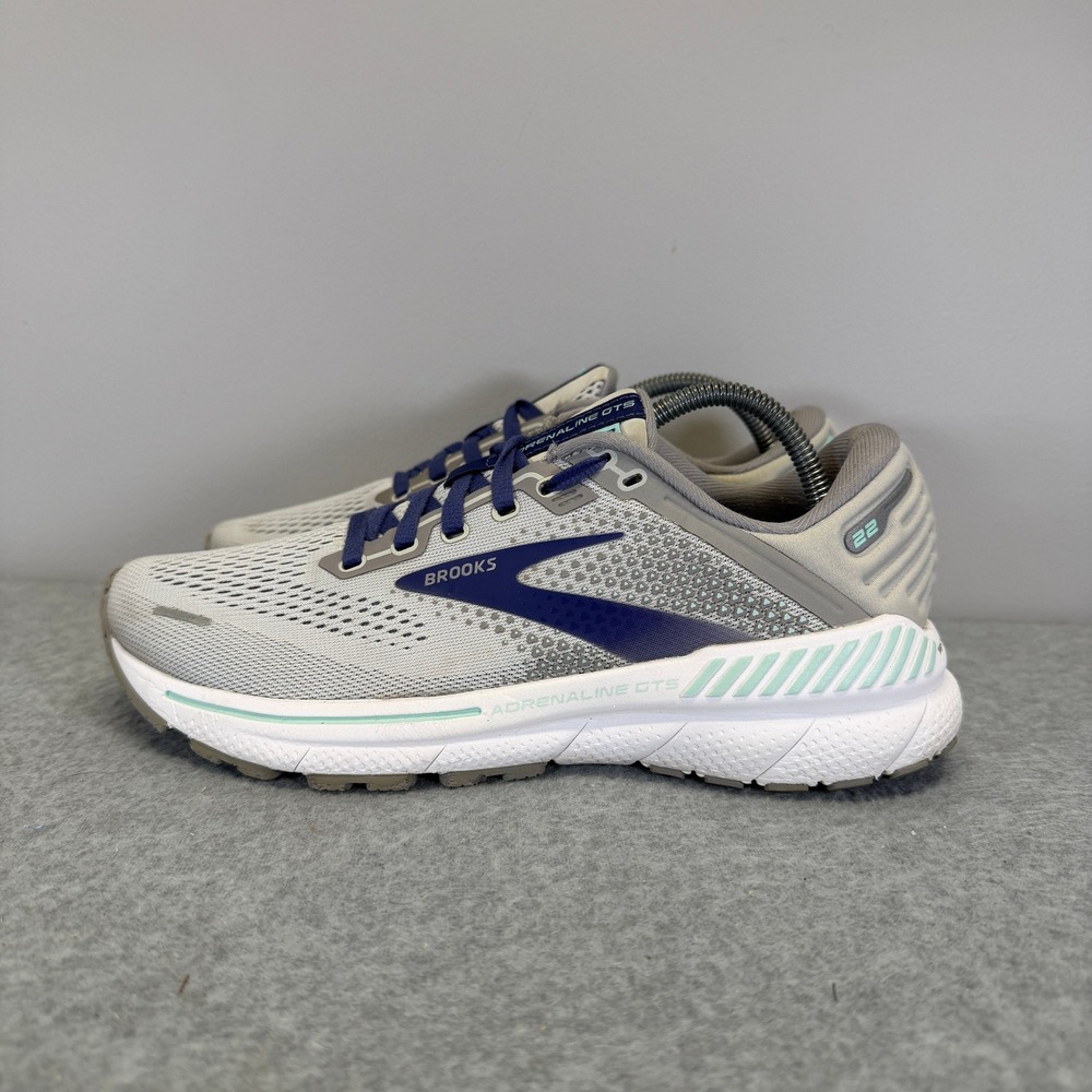 Brooks Adrenaline GTS 22 Women Shoes Size 7.5 Grey Running Sneakers 1203532A045